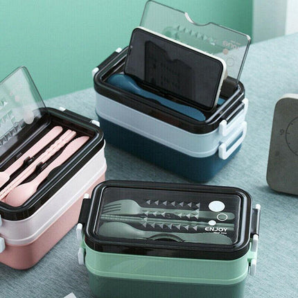 Bento Box Lunch Containers Food Microwave Stainless Portable Dinnerware Au - Pink.