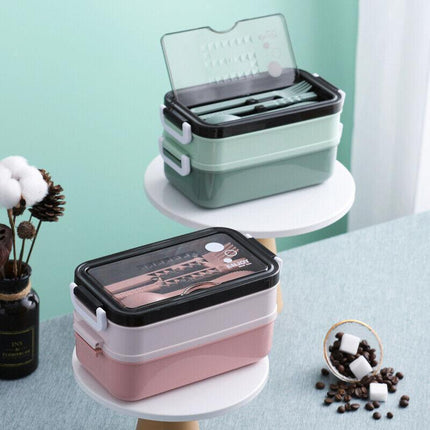 Bento Box Lunch Containers Food Microwave Stainless Portable Dinnerware Au - Pink.