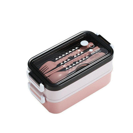 Bento Box Lunch Containers Food Microwave Stainless Portable Dinnerware Au - Pink.