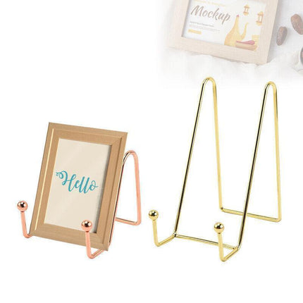 Iron Display Stand Dish Rack-Plate Bowl Picture Frame Photo Book Pedestal Holder - Black-S.