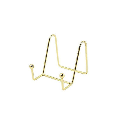 Iron Display Stand Dish Rack-Plate Bowl Picture Frame Photo Book Pedestal Holder - Gold-S.