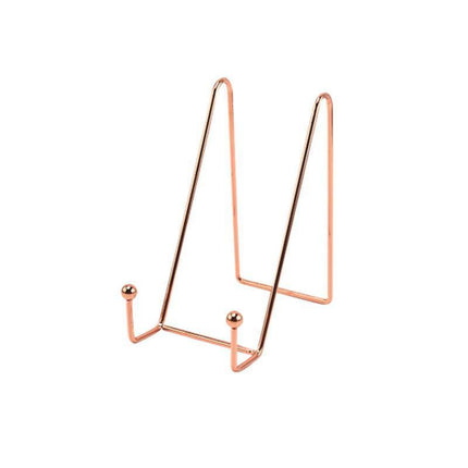 Iron Display Stand Dish Rack-Plate Bowl Picture Frame Photo Book Pedestal Holder - Rose Gold-S.