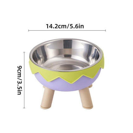 Eggshell Tall Pet Bowl Cat Dog Food Bowl Anti Slip Durable Raised Feeding Bowl - Green.