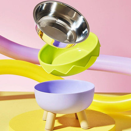 Eggshell Tall Pet Bowl Cat Dog Food Bowl Anti Slip Durable Raised Feeding Bowl - Green.