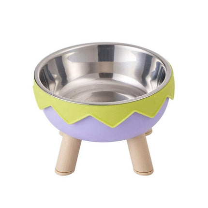 Eggshell Tall Pet Bowl Cat Dog Food Bowl Anti Slip Durable Raised Feeding Bowl - Green.