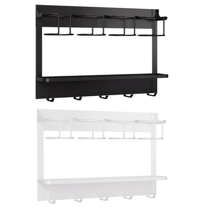 Magnetic Mug Organizer Cup Holder Wall Mount Storage for Kitchen Office Home Use - White.