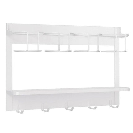 Magnetic Mug Organizer Cup Holder Wall Mount Storage for Kitchen Office Home Use - White.