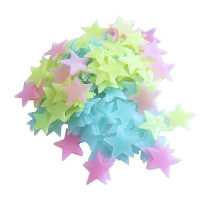 100 Pieces Glow-in-the-Dark Luminous Star Wall Stickers for Bedroom or Ceiling Decor - Multicolour.