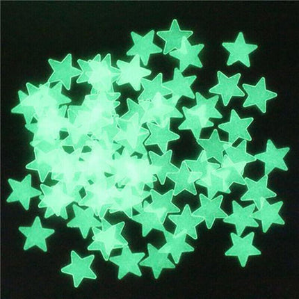 100 Pieces Glow-in-the-Dark Luminous Star Wall Stickers for Bedroom or Ceiling Decor - Multicolour.