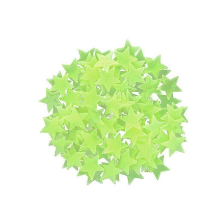 100 Pieces Glow-in-the-Dark Luminous Star Wall Stickers for Bedroom or Ceiling Decor - Multicolour.