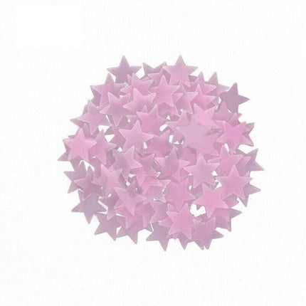 100 Pieces Glow-in-the-Dark Luminous Star Wall Stickers for Bedroom or Ceiling Decor - Multicolour.