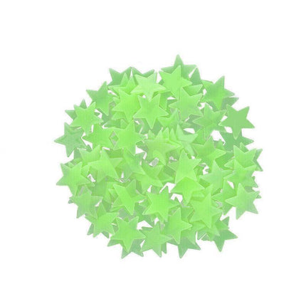 100 Pieces Glow-in-the-Dark Luminous Star Wall Stickers for Bedroom or Ceiling Decor - Multicolour.