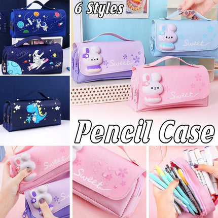 Functional Pencil Case Stationery Bag Pen Holder Storage Organizer for School - 01.