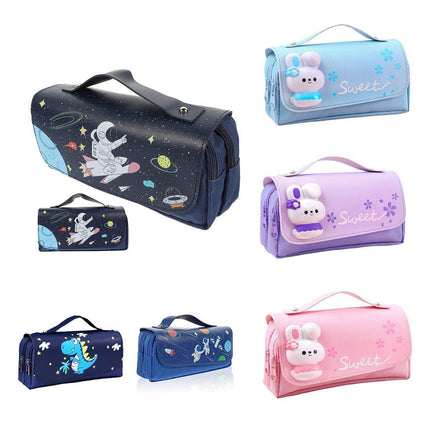 Functional Pencil Case Stationery Bag Pen Holder Storage Organizer for School - 01.