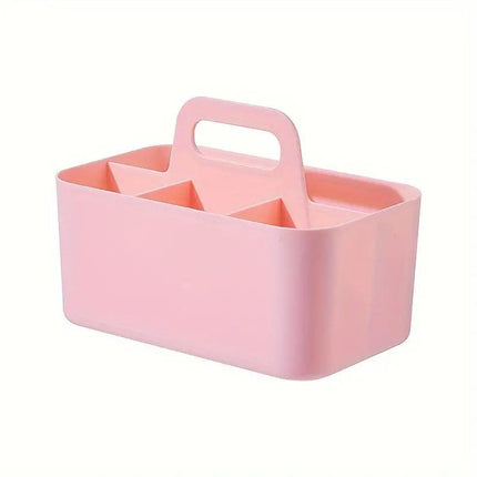 Multi Functional Desktop Organizer Compartmentalized Storage Box Portable Basket - Pink.