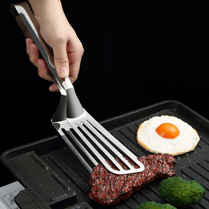 Stainless Steel Steak Tongs Multi-Functional Kitchen Tool for BBQ and Fried Fish.