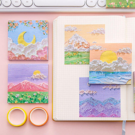 800 Sheets Colorful Oil Painting Sticky Notes Memo Pads Self-Adhesive Notes - 3#.