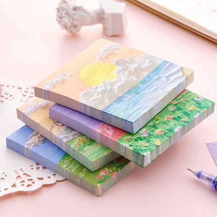 800 Sheets Colorful Oil Painting Sticky Notes Memo Pads Self-Adhesive Notes - 3#.