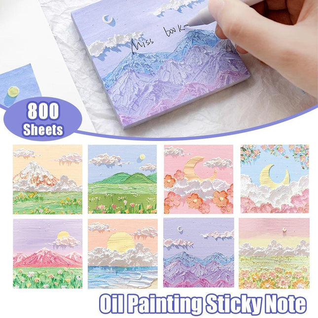 800 Sheets Colorful Oil Painting Sticky Notes Memo Pads Self-Adhesive Notes - 5#.