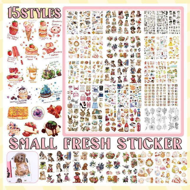 15-Style Creative Student Graffiti Sticker Set Small Fresh Sticker - O-Retro Objects.
