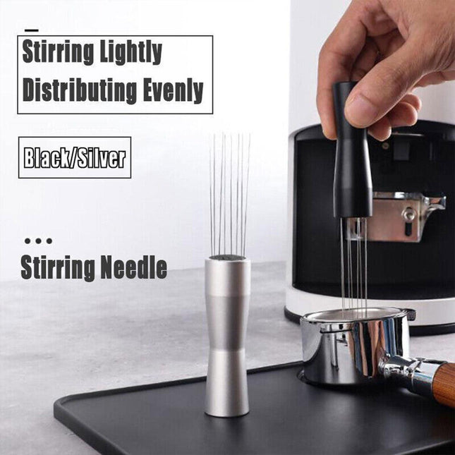 Stainless Steel Coffee Distributor Needle Espresso Stirring Tool Powder Tamper - Silver.