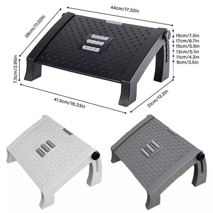 1PC Adjustable Office Foot Rest Pedal Stool Sofa Leg Support for Home or Desk Use - Black.