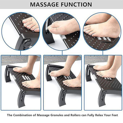 1PC Adjustable Office Foot Rest Pedal Stool Sofa Leg Support for Home or Desk Use - Black.