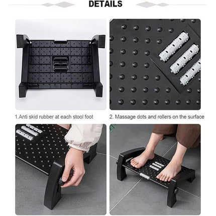 1PC Adjustable Office Foot Rest Pedal Stool Sofa Leg Support for Home or Desk Use - Black.