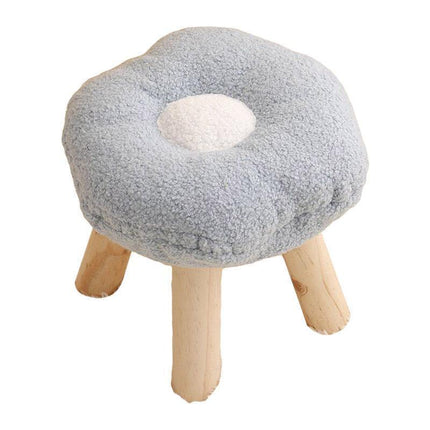 Small Flower Short Stool for Entryway or Living Room Shoe Bench or Footrest - Blue.