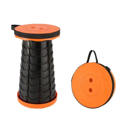 Portable Telescopic Folding Stool Travel Outdoor Seat Compact Retractable Chair - Blue.