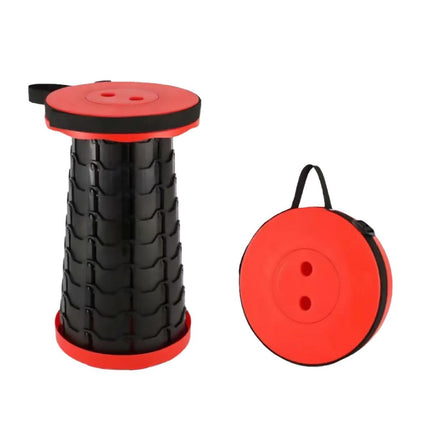 Portable Telescopic Folding Stool Travel Outdoor Seat Compact Retractable Chair - Orange.
