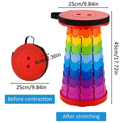 Rainbow Telescopic Folding Stool Thickened Travel Outdoor Seat for Camping - Blue.