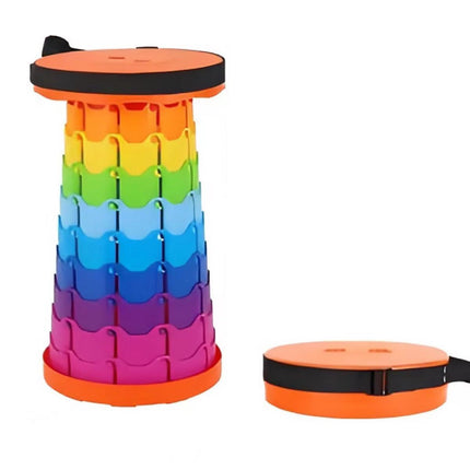 Rainbow Telescopic Folding Stool Thickened Travel Outdoor Seat for Camping - Blue.