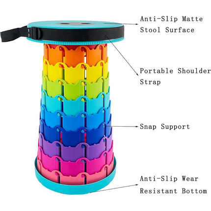 Rainbow Telescopic Folding Stool Thickened Travel Outdoor Seat for Camping - Orange.