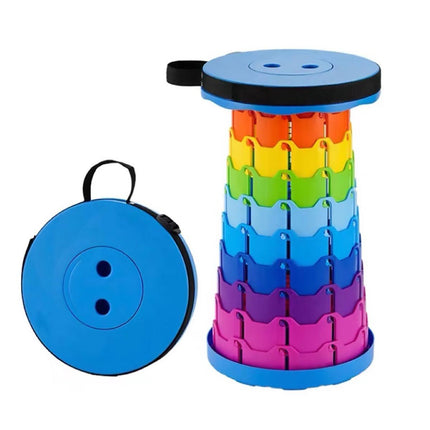 Rainbow Telescopic Folding Stool Thickened Travel Outdoor Seat for Camping - Red.