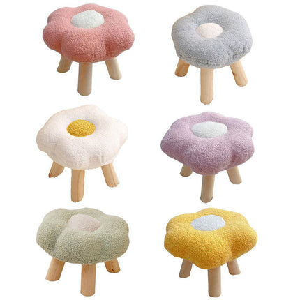 Small Flower Short Stool for Entryway or Living Room Shoe Bench or Footrest - Yellow.