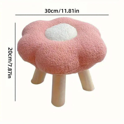 Small Flower Short Stool for Entryway or Living Room Shoe Bench or Footrest - Yellow.