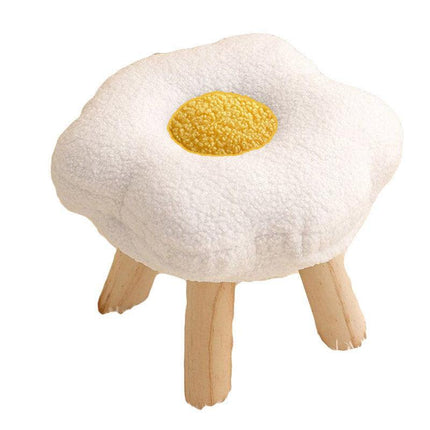 Small Flower Short Stool for Entryway or Living Room Shoe Bench or Footrest - Yellow.