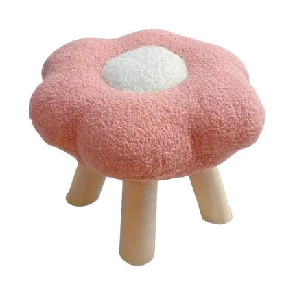 Small Flower Short Stool for Entryway or Living Room Shoe Bench or Footrest - Yellow.