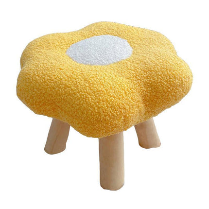 Small Flower Short Stool for Entryway or Living Room Shoe Bench or Footrest - Yellow.