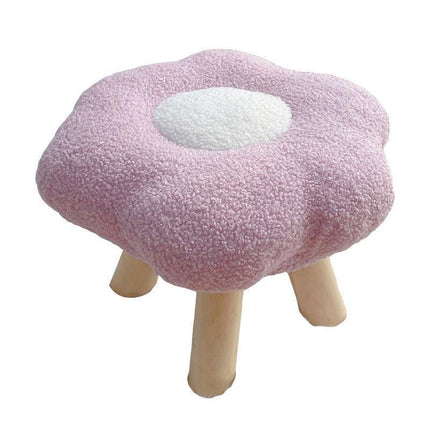 Small Flower Short Stool for Entryway or Living Room Shoe Bench or Footrest - Yellow.