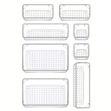 Transparent Plastic Drawer Organiser Set Multifunctional Desktop Storage Box - 13PCS.