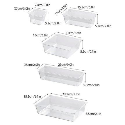 Transparent Plastic Drawer Organiser Set Multifunctional Desktop Storage Box - 13PCS.