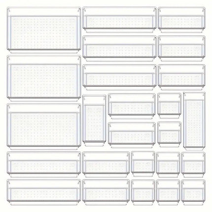 Transparent Plastic Drawer Organiser Set Multifunctional Desktop Storage Box - 13PCS.