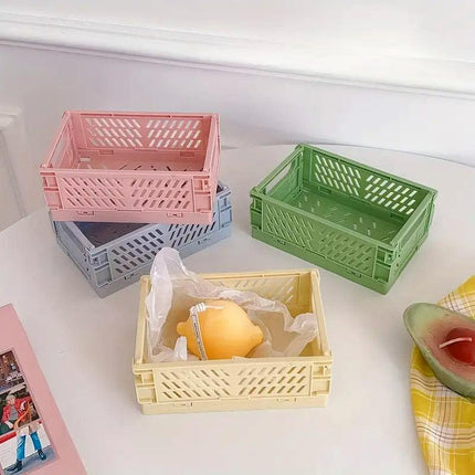 4PCS Collapsible Plastic Storage Box Desktop Organizer Basket Storage Container.