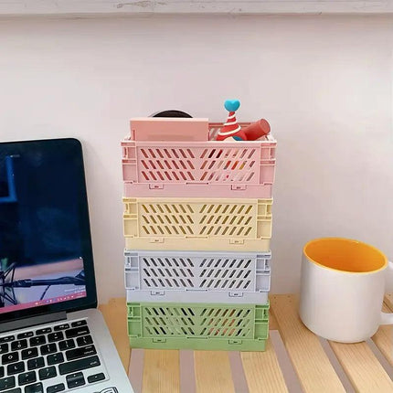 4PCS Collapsible Plastic Storage Box Desktop Organizer Basket Storage Container.