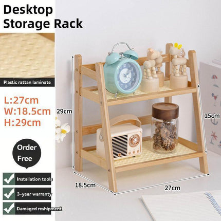 Multi Tier Desktop Storage Shelf Organizer Rack for Home Office and Study Use.