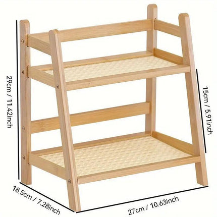 Multi Tier Desktop Storage Shelf Organizer Rack for Home Office and Study Use.