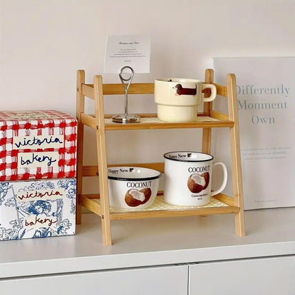 Multi Tier Desktop Storage Shelf Organizer Rack for Home Office and Study Use.