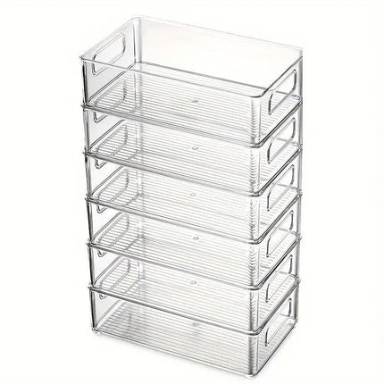 6pcs Transparent Fridge Organizer Storage Box for Kitchen and Food Organization.